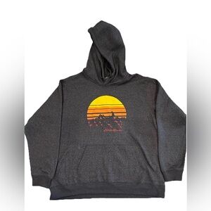 Eddie Bauer Sweater Mens Blue Outdoor Spell Out Logo Sweatshirt‎ Hoodie XXL